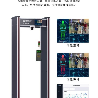 昆明学校入口测温安检门，超温报警安检门，热成像体温筛查仪