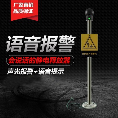 防爆触摸式人体静电释放器防爆静电消除仪声光语音报警释放装置