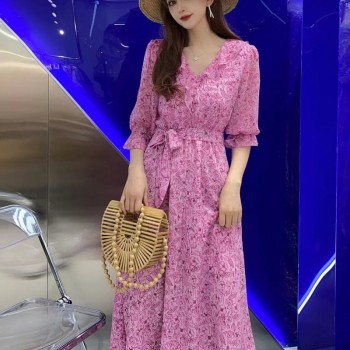 芭比瑞雅夏装尾货 网红碎花长裙 夏季时尚连衣裙批发