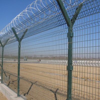 海口 机场护栏网 Y型柱安全防御网 刀刺浸塑铁丝隔离栅厂