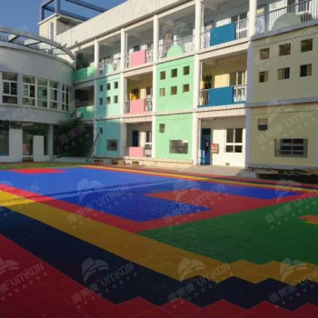 佛山市幼儿悬浮拼装地板生产厂家，篮球场弹性运动地板划线