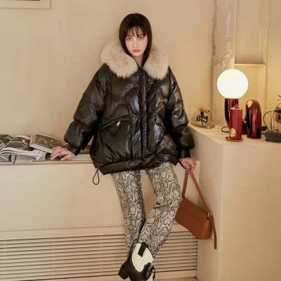 欧洲站欧美大版女装外套小蜜蜂羽绒服 品牌折扣女装批发