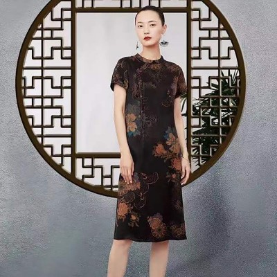 香云纱软黄金之称桑蚕丝连衣裙