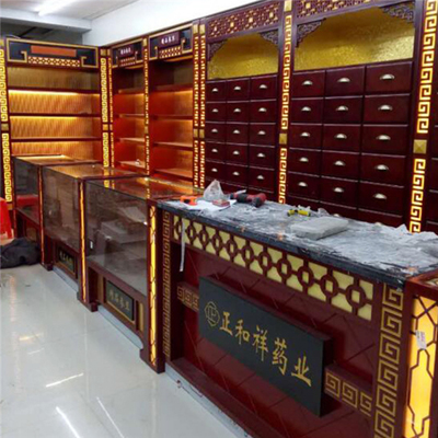 厦门药店展示柜实木中药柜台设计定做