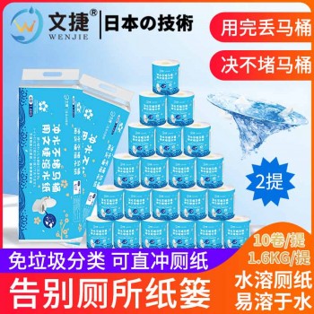 南京文捷溶水卫生纸卷筒纸冲水纸溶水纸厕纸有芯纸1600克2提