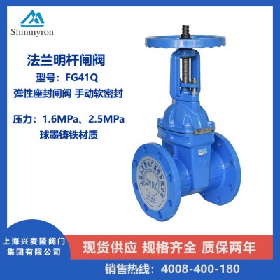 上海兴麦隆 FG41Q法兰明杆闸阀 软密封闸阀
