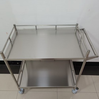 304不锈钢双层防静电推车平板车周转车