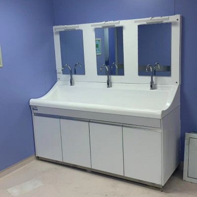 高分子洗手池双人位感应式出水可配自动皂液盒