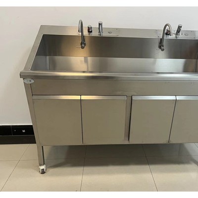 洗手池304不锈钢 感应刷手槽 脚踏洗手台