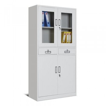 四门办公文件柜 上玻下铁结构设计 实用性更强