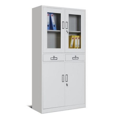 四门办公文件柜 上玻下铁结构设计 实用性更强
