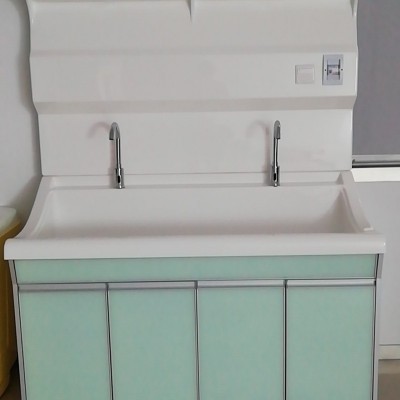 高分子洗手池高背板鹅颈式出水