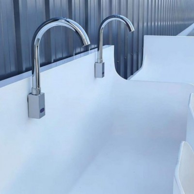 高分子双槽感应洗手池二人位可移动 定制款